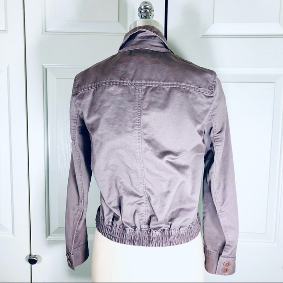 Marc Jacobs Cropped Zip Slip Pockets Elastic Bomber Like Jacket Taupe Sz S Flaw - Picture 12 of 15